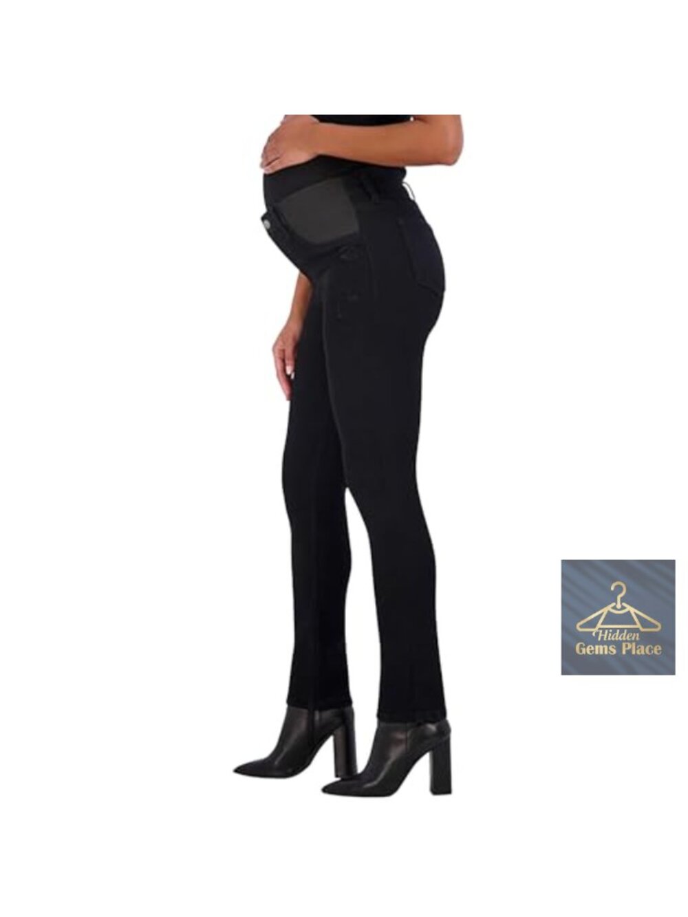 Maternity Jeans Straight Leg Under Belly High Waist Ripped